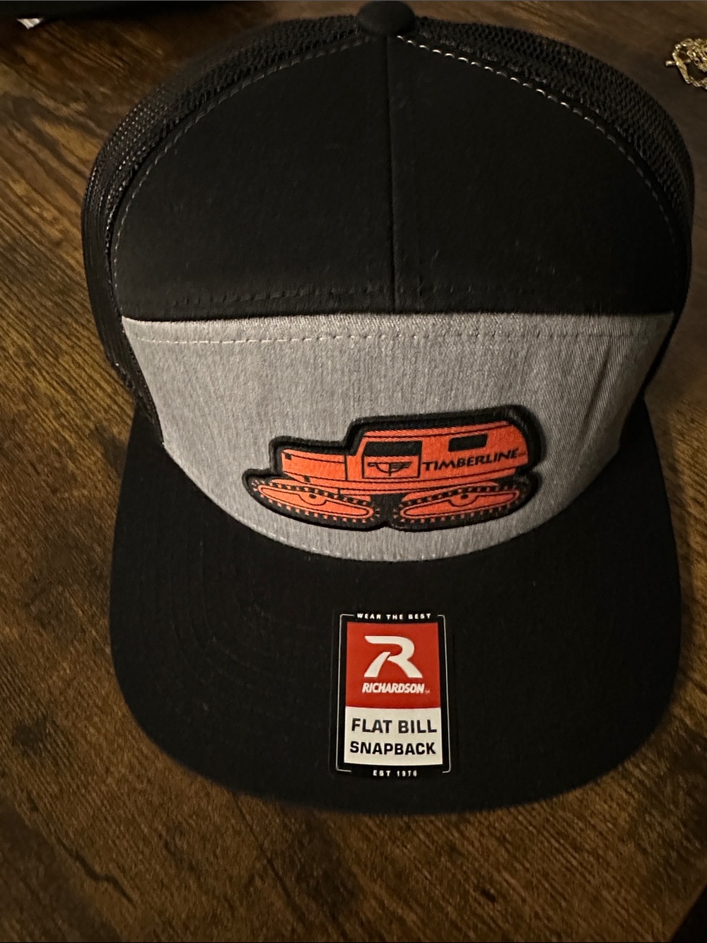 Kids Black & Gray Patch Snapback Hat with Orange Truck